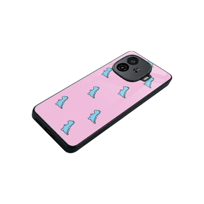 Dino Pink stylish phone case for iqoo neo 10r 5g | glossy glass and slim fit