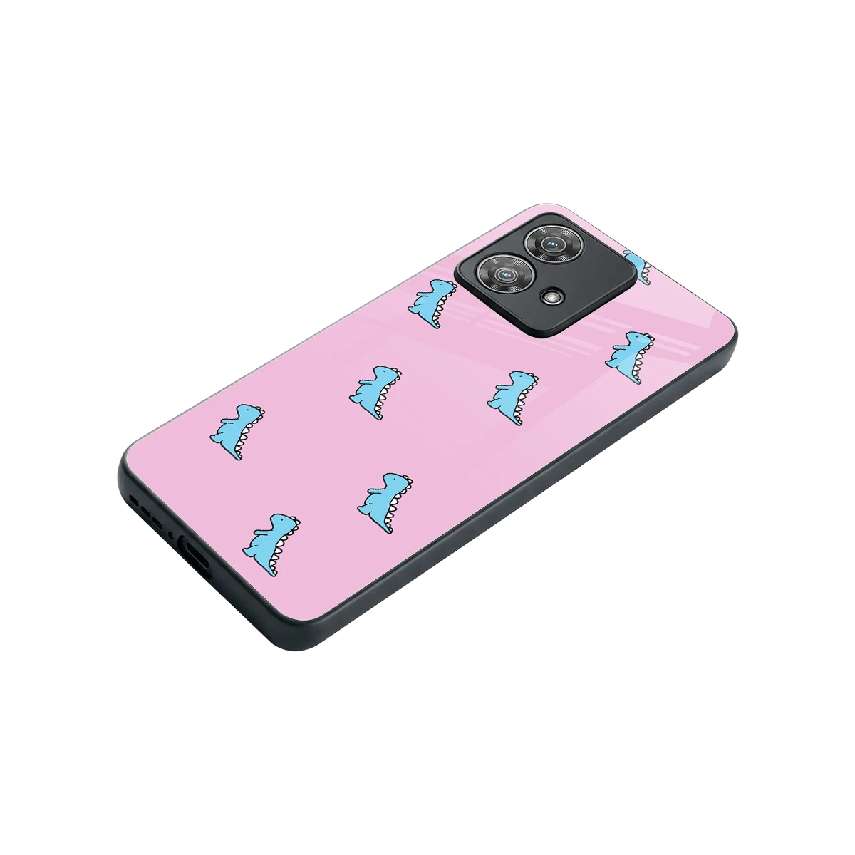 Dino Pink stylish phone case for motorola edge 40 neo 5g | glossy glass and slim fit