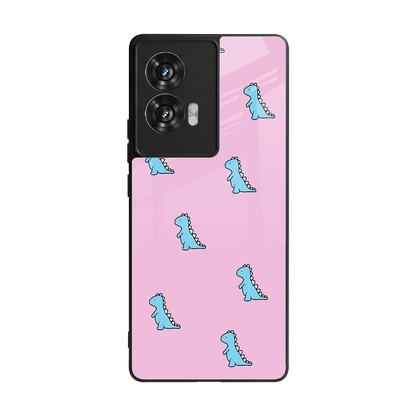 Dino Pink back phone cover | glass case for motorola edge 50 fusion