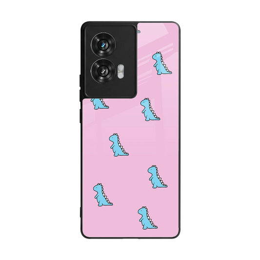 Dino Pink back phone cover | glass case for motorola edge 50 fusion