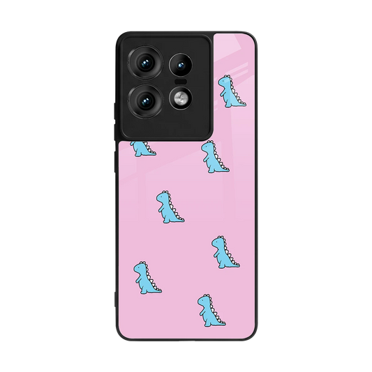 Dino Pink back phone cover | glass case for motorola edge 50 pro