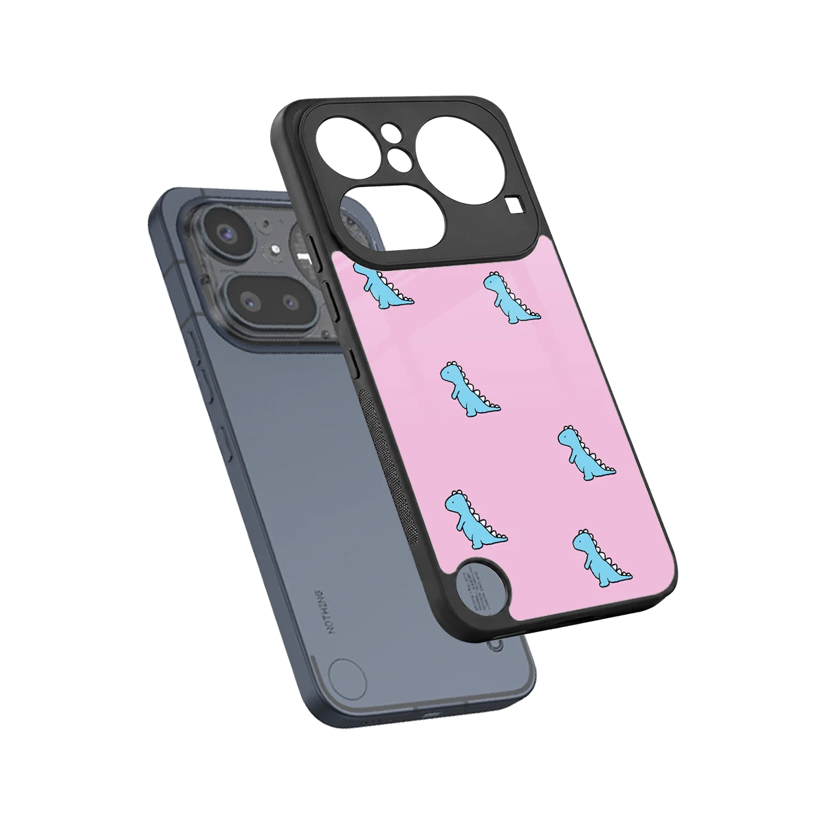 Dino Pink sleek nothing phone 4a pro cover with tempered glass back and TPU edges