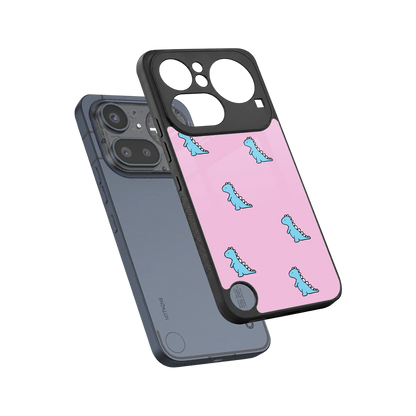 Dino Pink sleek nothing phone 4a pro cover with tempered glass back and TPU edges
