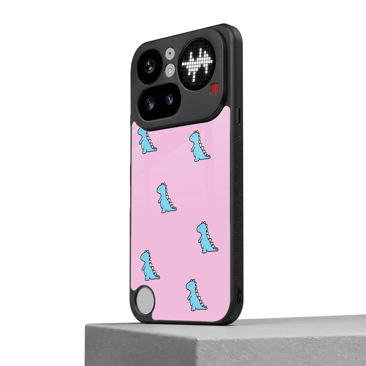 Dino Pink nothing phone 4a pro mobile cover | shockproof glass phone case