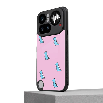Dino Pink nothing phone 4a pro mobile cover | shockproof glass phone case