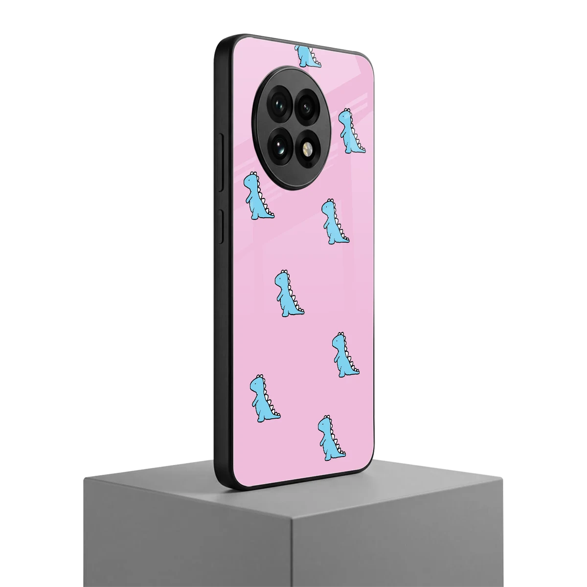 Dino Pink oneplus 13r mobile cover | shockproof glass phone case