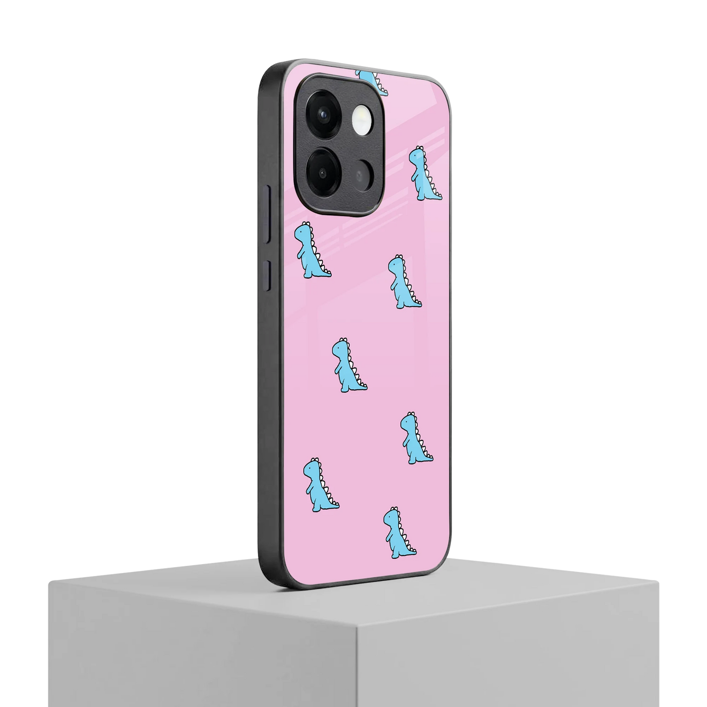 Dino Pink oneplus 13s mobile cover | shockproof glass phone case