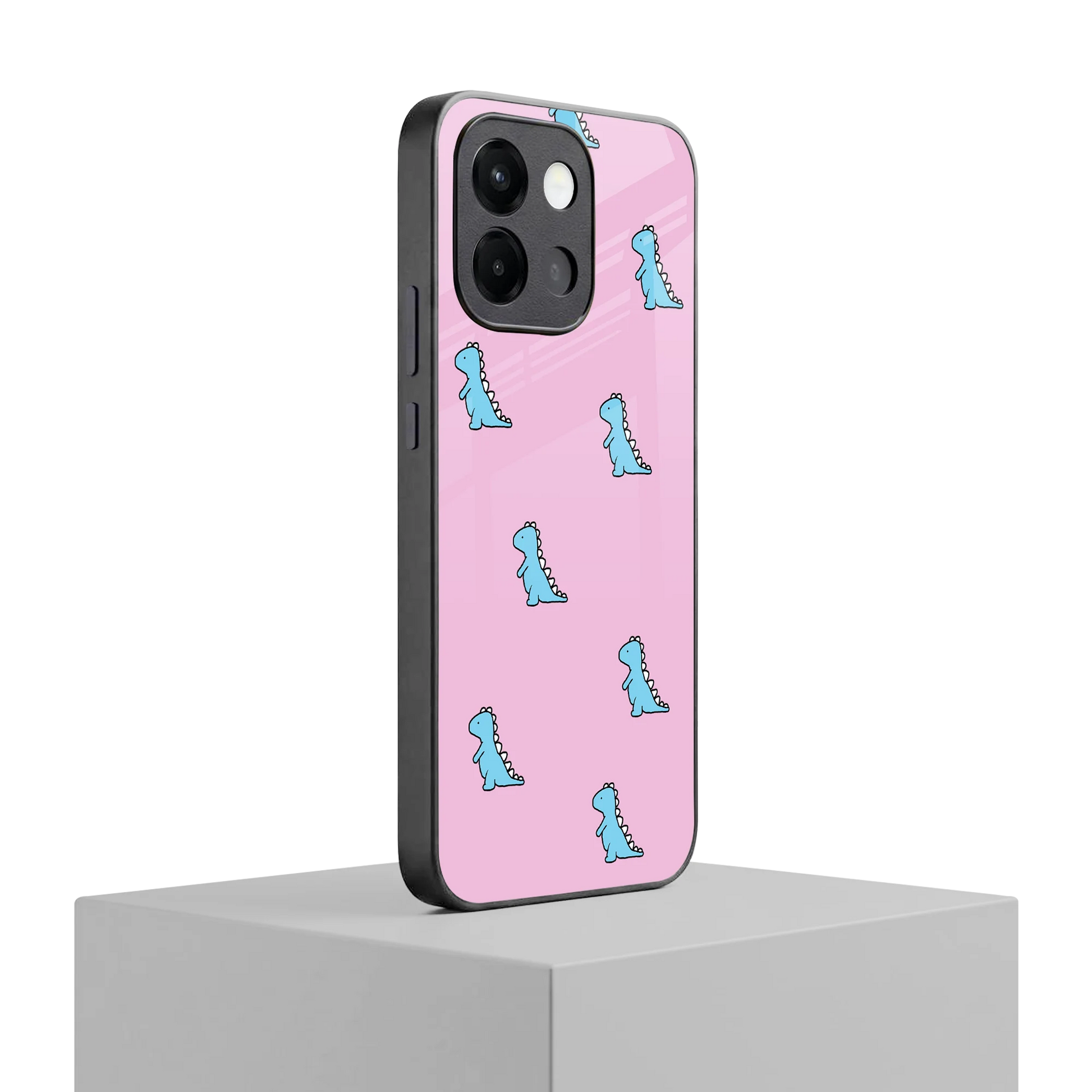 Dino Pink oneplus 13s mobile cover | shockproof glass phone case