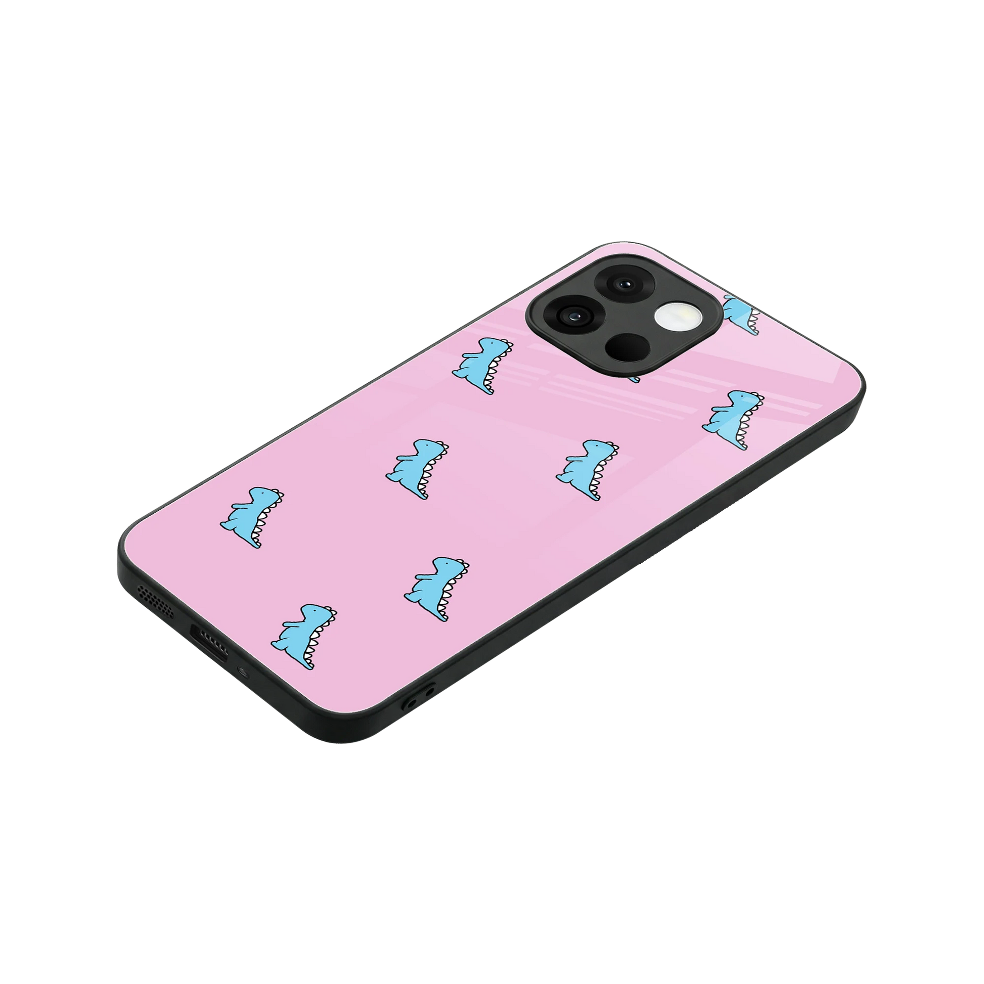 Dino Pink stylish phone case for oneplus 13s | glossy glass and slim fit