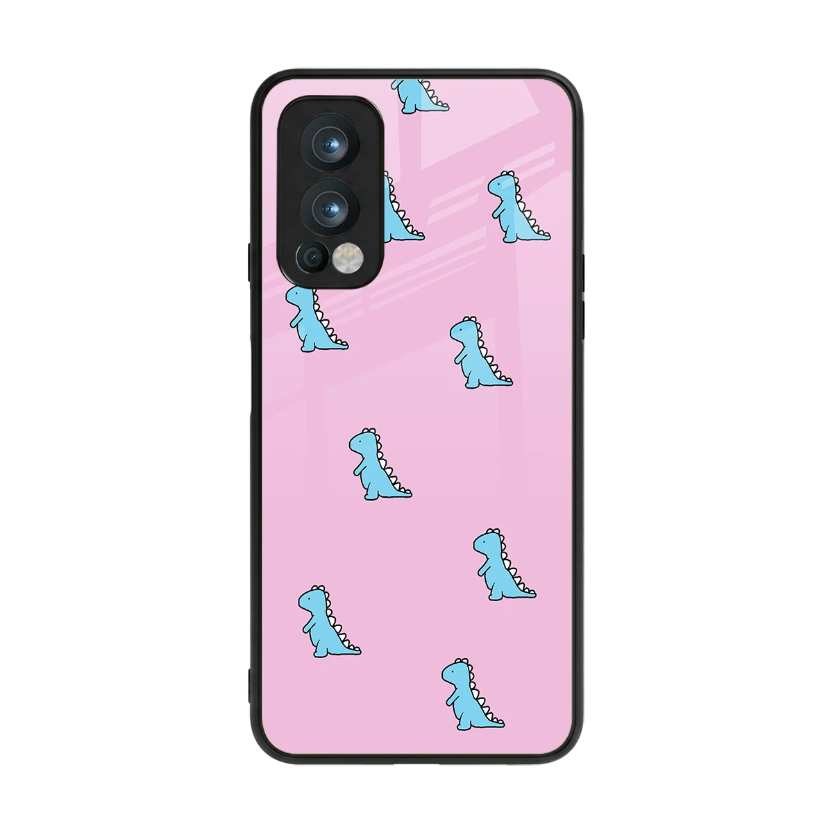 Dino Pink back phone cover | glass case for oneplus nord 2