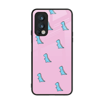Dino Pink back phone cover | glass case for oneplus nord 2