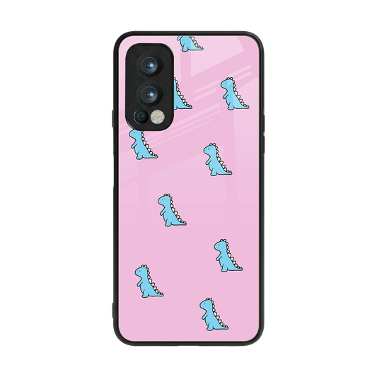Dino Pink back phone cover | glass case for oneplus nord 2
