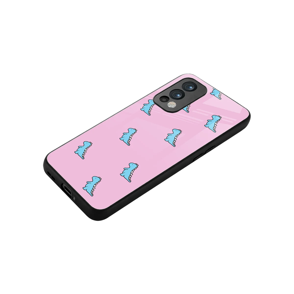Dino Pink stylish phone case for oneplus nord 2 | glossy glass and slim fit