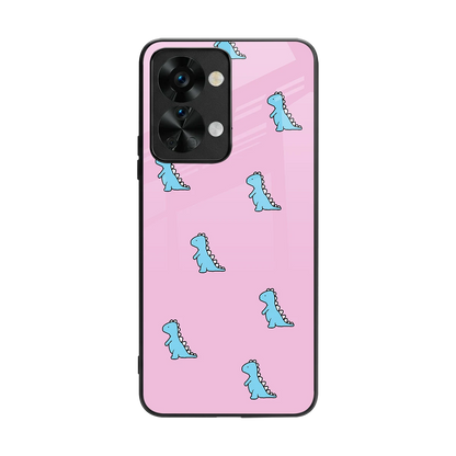 Dino Pink back phone cover | glass case for oneplus nord 2t