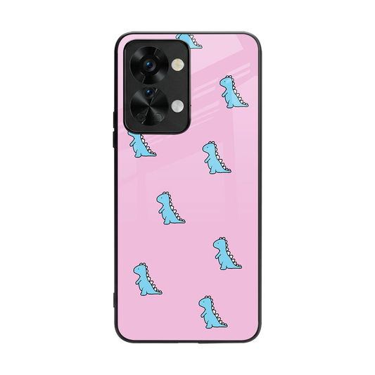 Dino Pink back phone cover | glass case for oneplus nord 2t