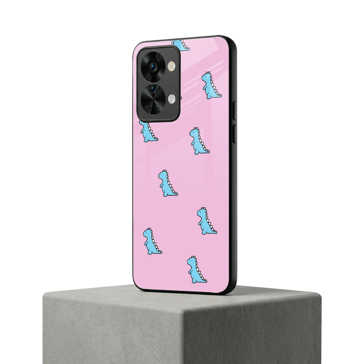 Dino Pink oneplus nord 2t mobile cover | shockproof glass phone case
