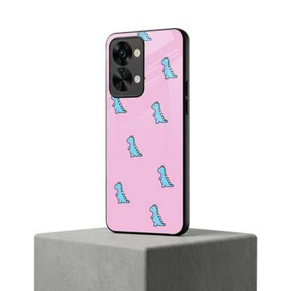 Dino Pink oneplus nord 2t mobile cover | shockproof glass phone case