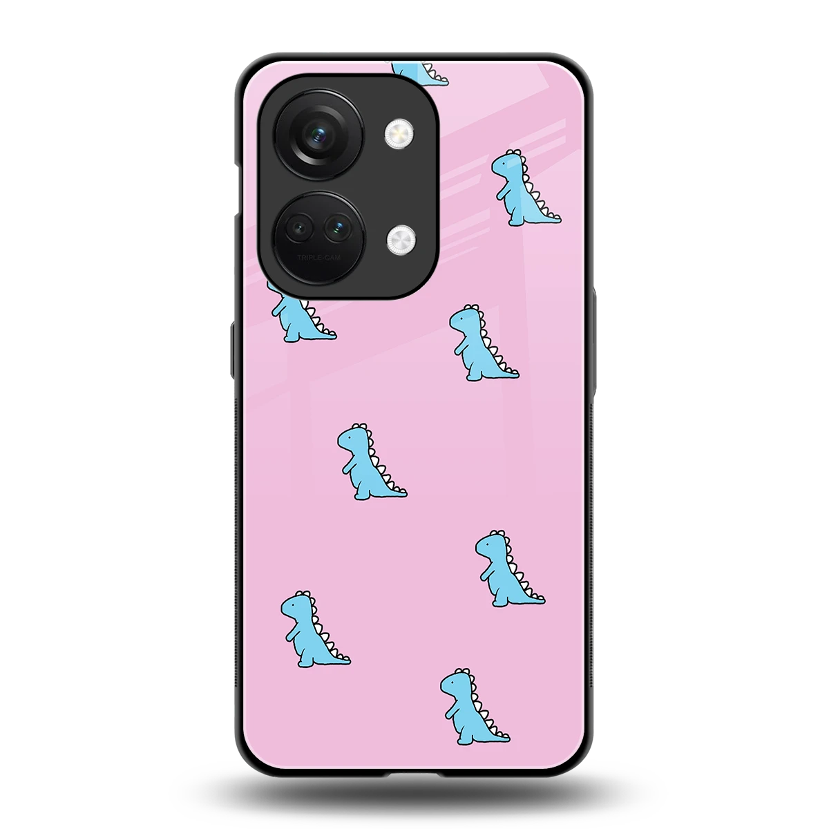 Dino Pink back phone cover | glass case for oneplus nord 3
