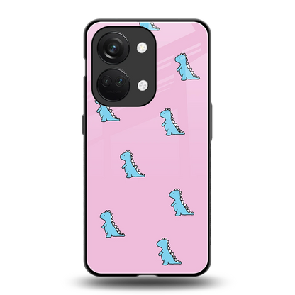 Dino Pink back phone cover | glass case for oneplus nord 3