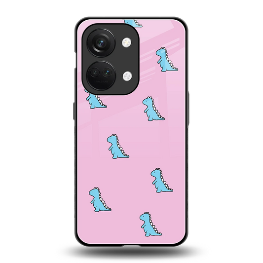 Dino Pink back phone cover | glass case for oneplus nord 3