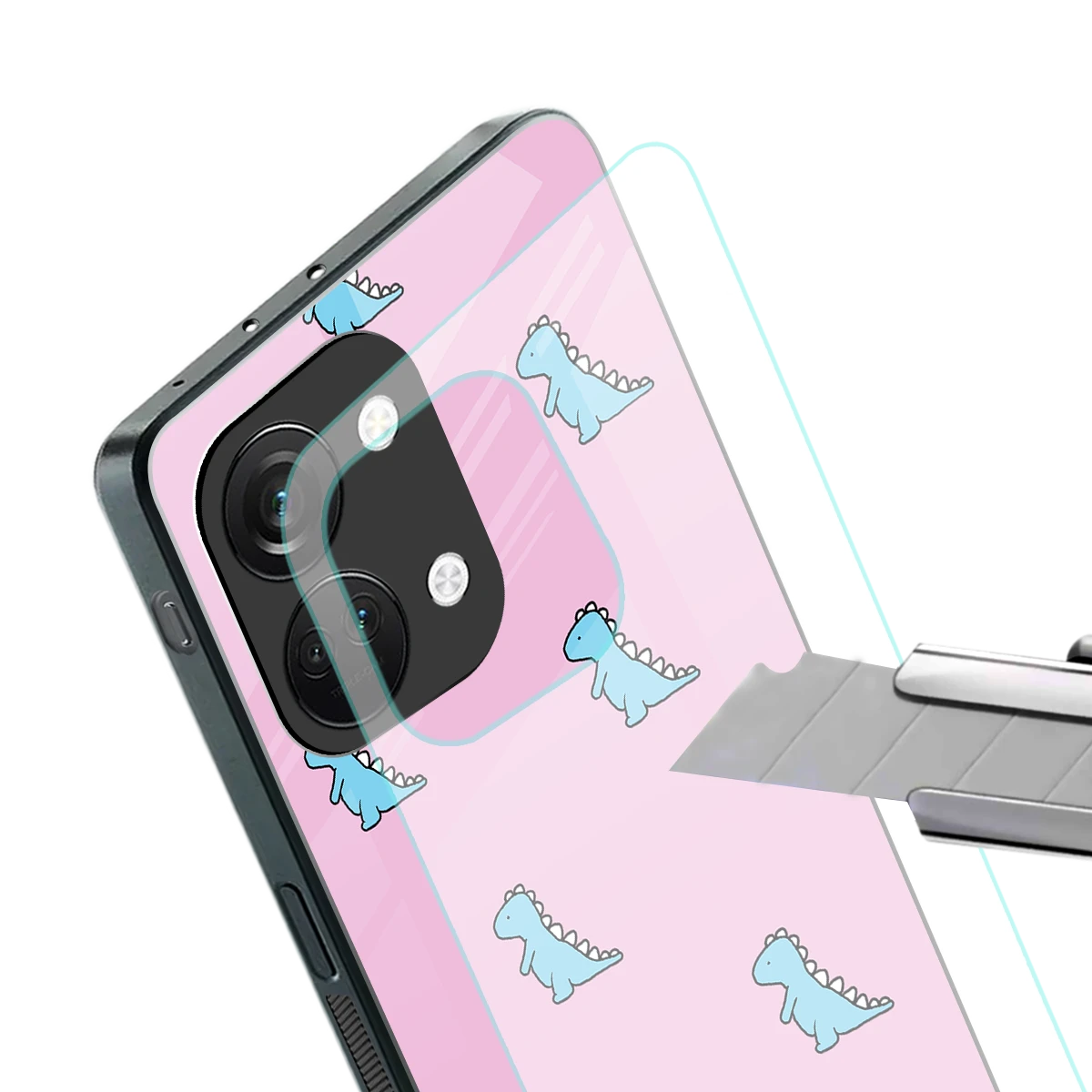 Dino Pink stylish phone case for oneplus nord 3 | glossy glass and slim fit