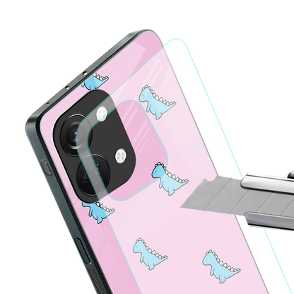 Dino Pink stylish phone case for oneplus nord 3 | glossy glass and slim fit