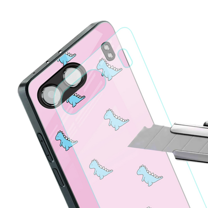 Dino Pink stylish phone case for oneplus nord 4 | glossy glass and slim fit