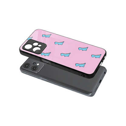 Dino Pink sleek oneplus nord ce 2 lite cover with tempered glass back and TPU edges