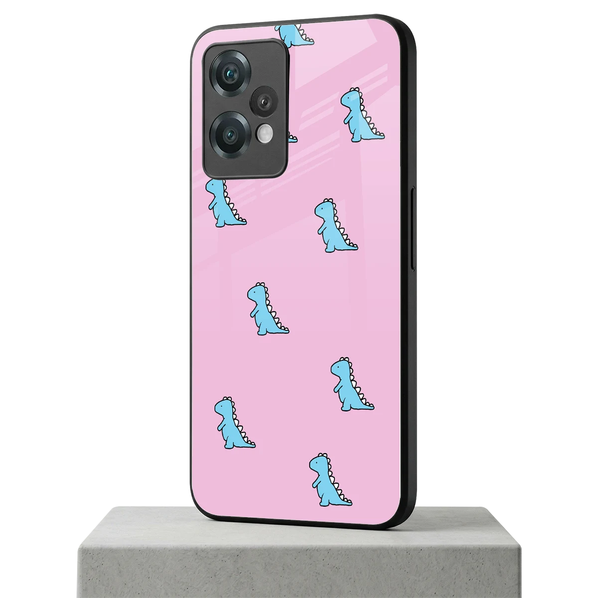Dino Pink oneplus nord ce 2 lite mobile cover | shockproof glass phone case