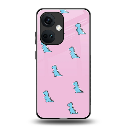 Dino Pink back phone cover | glass case for oneplus nord ce 3