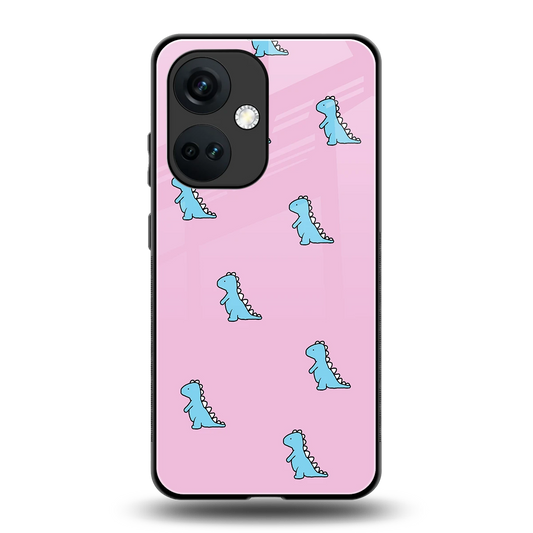 Dino Pink back phone cover | glass case for oneplus nord ce 3