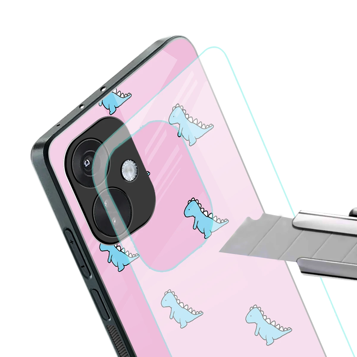 Dino Pink stylish phone case for oneplus nord ce 3 | glossy glass and slim fit