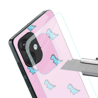 Dino Pink stylish phone case for oneplus nord ce 3 | glossy glass and slim fit