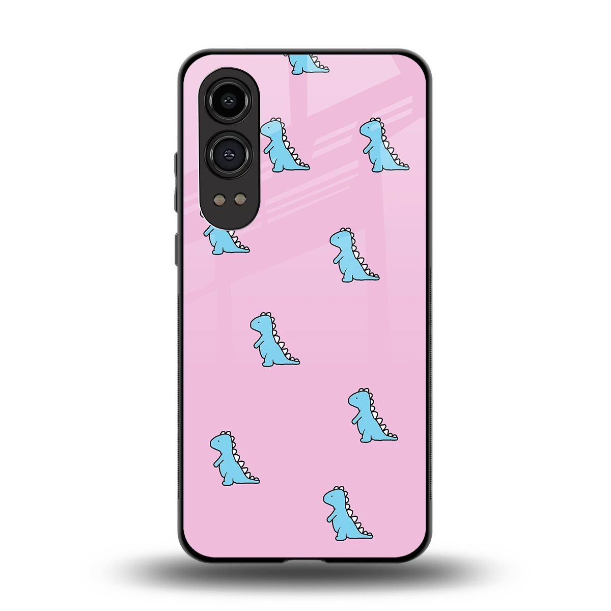 Dino Pink back phone cover | glass case for oneplus nord ce 4 lite