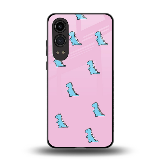 Dino Pink back phone cover | glass case for oneplus nord ce 4 lite