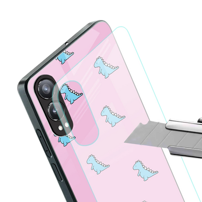 Dino Pink stylish phone case for oneplus nord ce 4 lite | glossy glass and slim fit