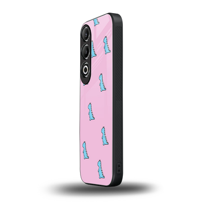 Dino Pink oneplus nord ce 4 mobile cover | shockproof glass phone case