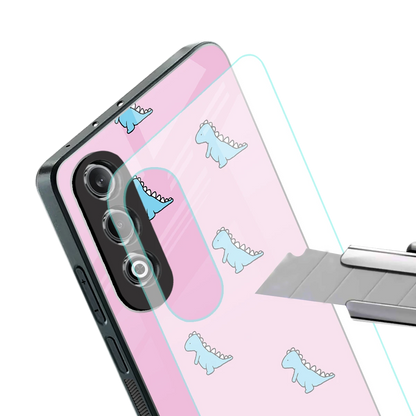 Dino Pink stylish phone case for oneplus nord ce 4 | glossy glass and slim fit