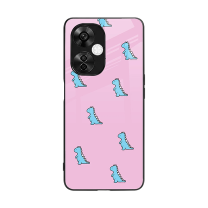 Dino Pink back phone cover | glass case for oneplus nord ce 3 lite