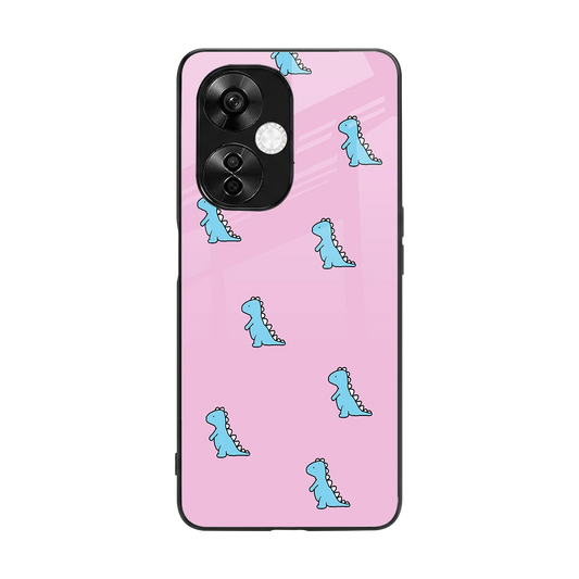 Dino Pink back phone cover | glass case for oneplus nord ce 3 lite