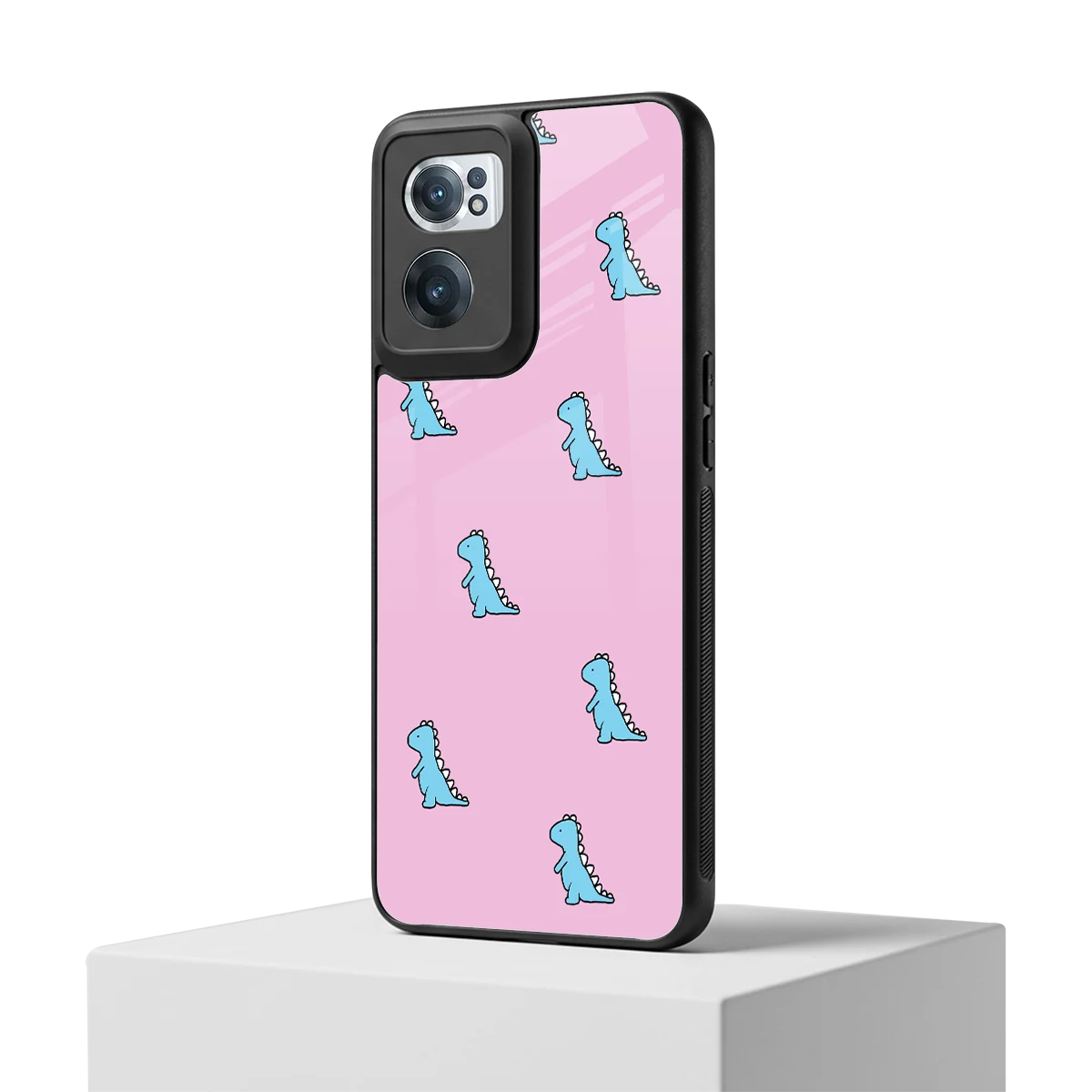 Dino Pink oneplus nord ce 2 mobile cover | shockproof glass phone case