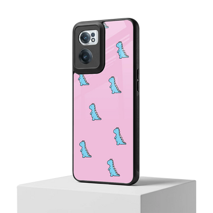 Dino Pink oneplus nord ce 2 mobile cover | shockproof glass phone case