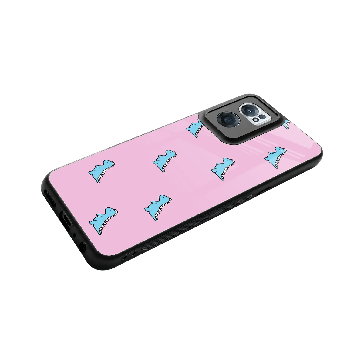 Dino Pink stylish phone case for oneplus nord ce 2 | glossy glass and slim fit
