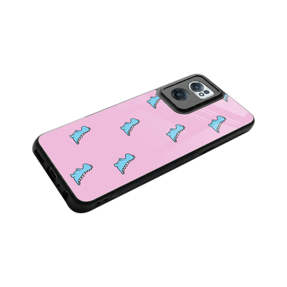 Dino Pink stylish phone case for oneplus nord ce 2 | glossy glass and slim fit