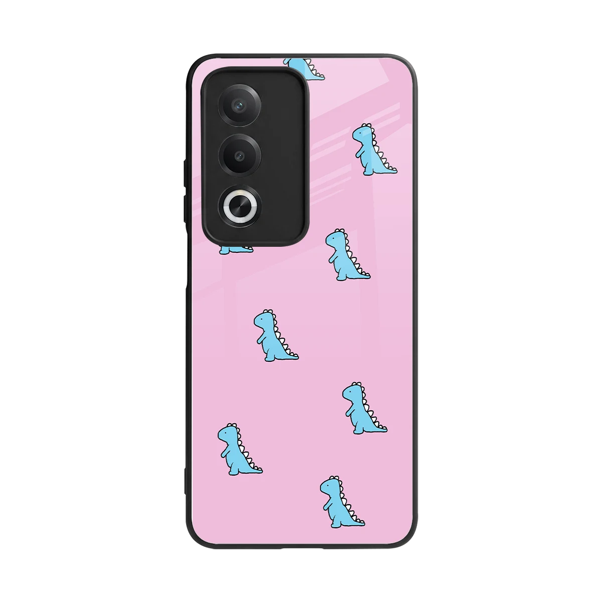 Dino Pink back phone cover | glass case for oppo a3 pro