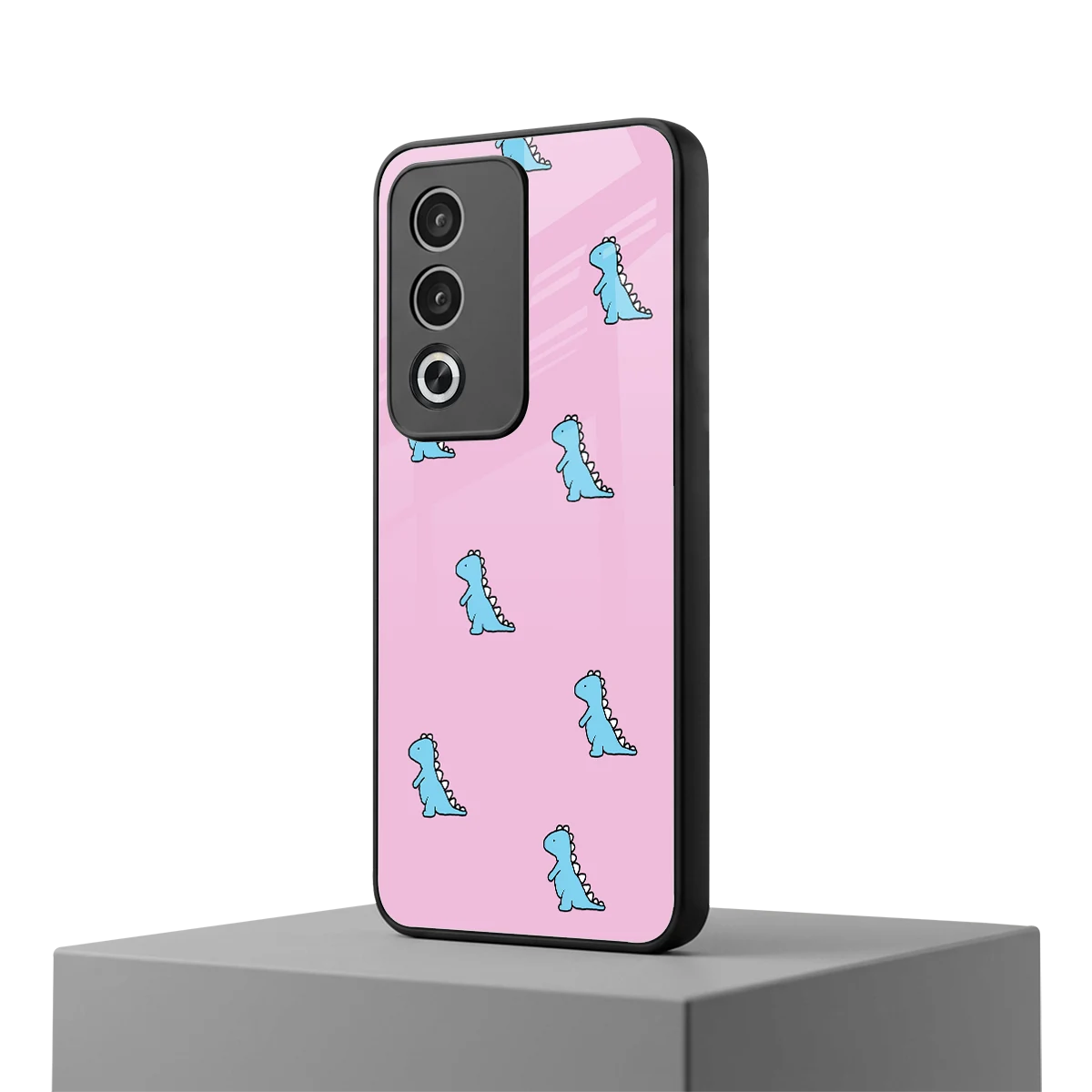 Dino Pink oppo a3 pro mobile cover | shockproof glass phone case