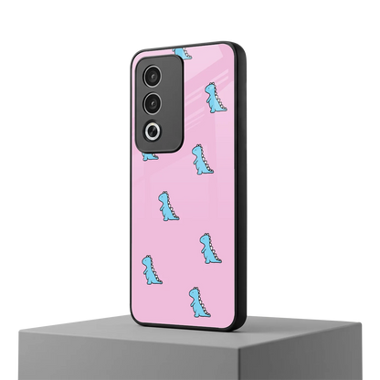 Dino Pink oppo a3 pro mobile cover | shockproof glass phone case