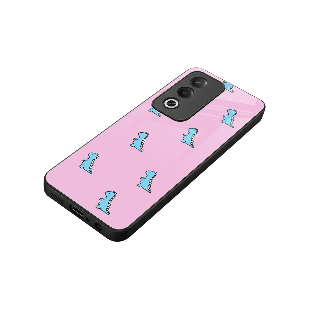 Dino Pink stylish phone case for oppo a3 pro | glossy glass and slim fit
