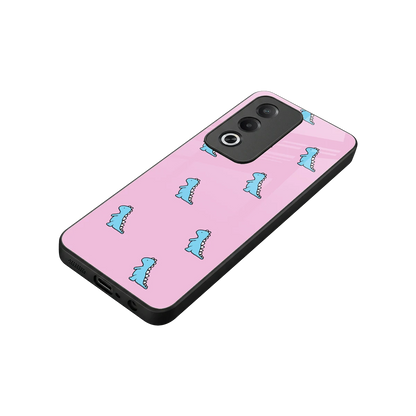 Dino Pink stylish phone case for oppo a3 pro | glossy glass and slim fit