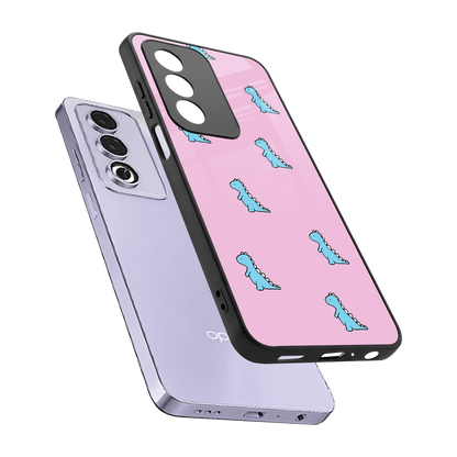Dino Pink sleek oppo a3 pro cover with tempered glass back and TPU edges